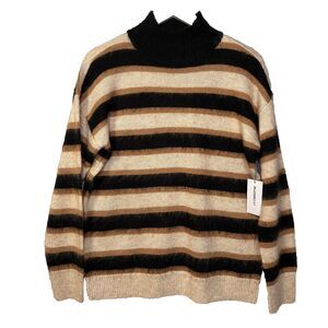 Liz Claiborne Mock Neck Stripe Sweater Wool Blend